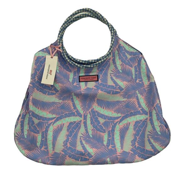 Vineyard Vines Martha's Vineyard Island Palm Tree Print Hibiscus Tote Bag NEW - Picture 10 of 10